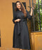 Navy Waist Buckled Knot Linen Dress